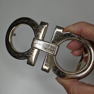 Salvatore Ferragamo Gold Double Gancini Buckle